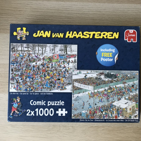Jan van Haasteren : Op glad ijs + Elfstedentocht. 2 x 1000  stukjes.