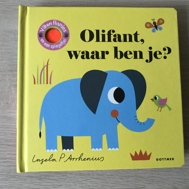 Olifant, waar ben je?. Flapjesboek. Vilten flapjes en spiegeltje