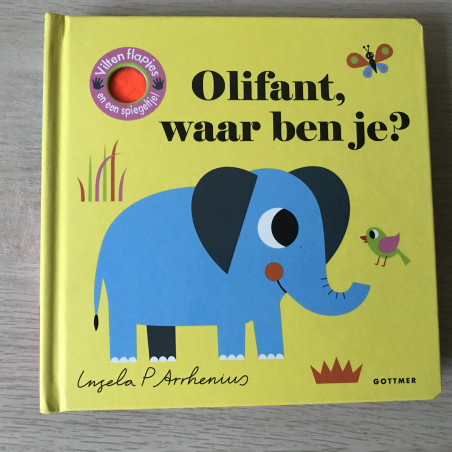 Olifant, waar ben je?. Flapjesboek. Vilten flapjes en spiegeltje