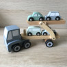 Tiamo : Houten transportwagen met 4 autootjes