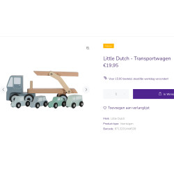 Tiamo : Houten transportwagen met 4 autootjes
