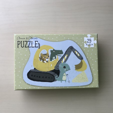 Puzzel: dieren in graafmachine. 29 stukjes