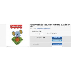Fisher Price :  Knuffeldoekje.  Olifant.
