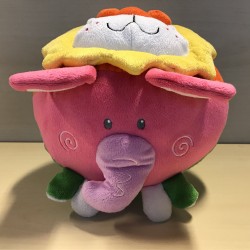 Pluche dierenbal met 4 gezichten en rammelaar.