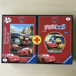 Cars puzzel 100 stukjes + puzzelball 54 stukjes