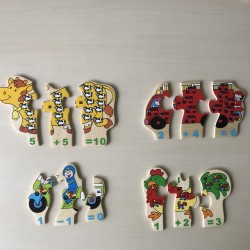 Houten puzzel met 18 sommen