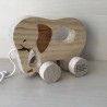 Houten olifant : Schuif- en trekspeelgoed. Ongebruikt.