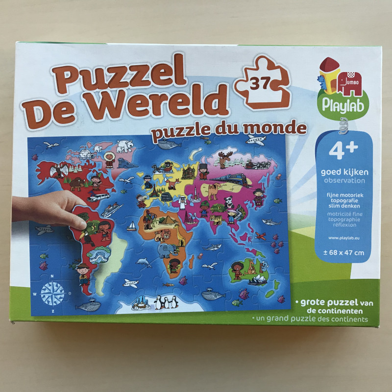 Puzzel de wereld grote puzzel van continenten 37 stukjes