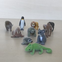 Dieren : Minifiguren. ca. 3 cm. hoog. 10 stuks. Set 10.