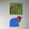 Puzzeltje met 4 stukjes. Olifant