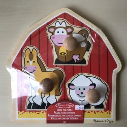 Puzzelplankje Knopjespuzzel : Nieuw. Melissa & Doug. Boerderij met dieren.