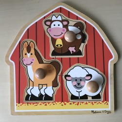 Puzzelplankje Knopjespuzzel : Nieuw. Melissa & Doug. Boerderij met dieren.