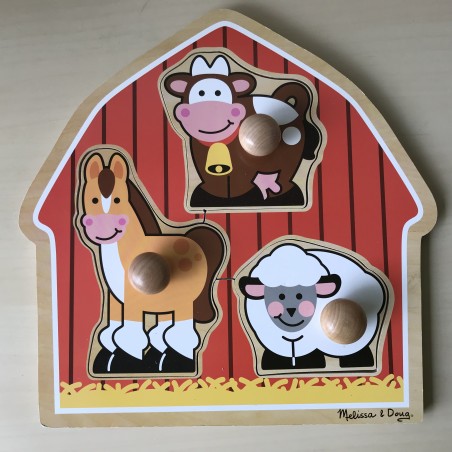 Puzzelplankje Knopjespuzzel : Nieuw. Melissa & Doug. Boerderij met dieren.