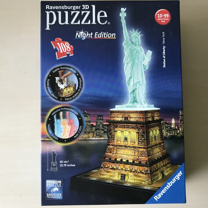 3D puzzel Vrijheidsbeeld met verlichting. 216 stukjes