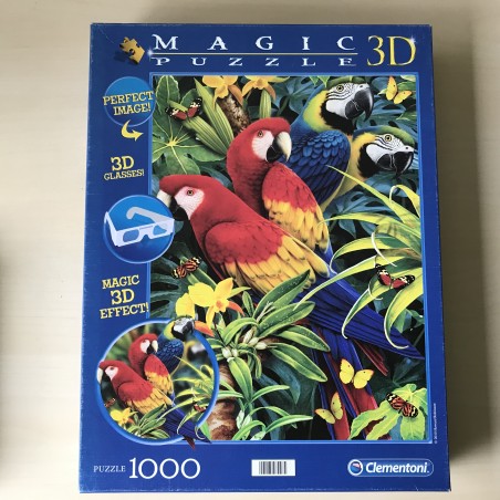 3D magic puzzel. Papegaaien. 1000 stukjes - 3D bril