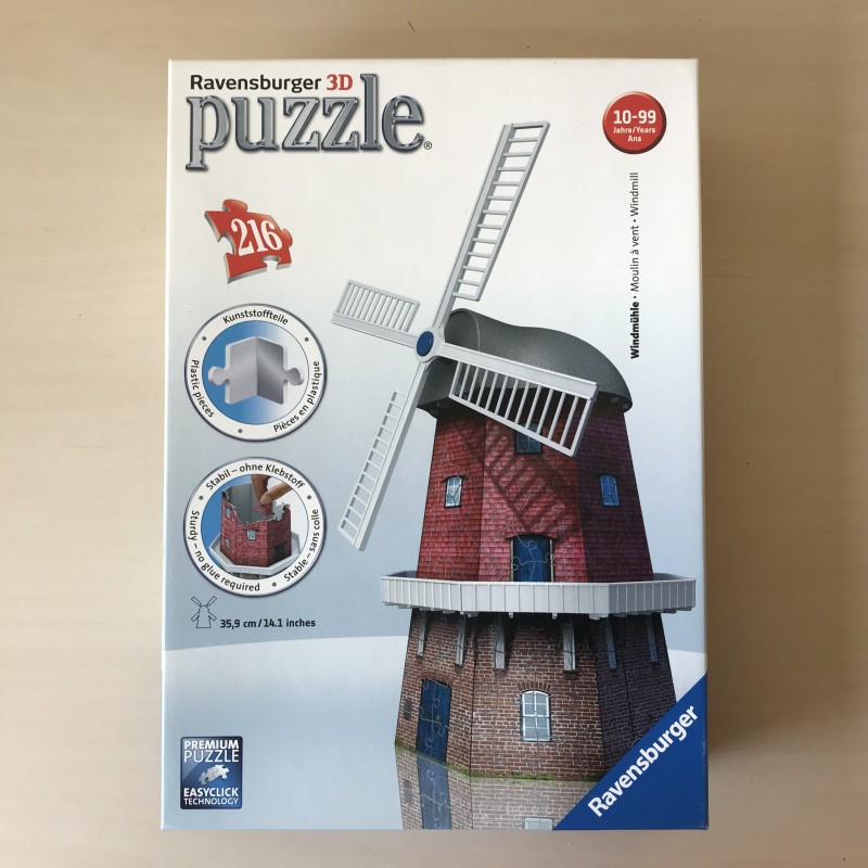 3D puzzel: Windmolen. 216 stukjes.