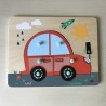 Puzzelplankje : Houten knopjespuzzel, auto , 4 stukjes