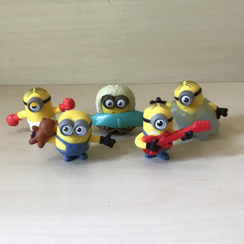 Minions : Minions, 5 stuks. 5 cm. hoog. Mcdonalds 2019